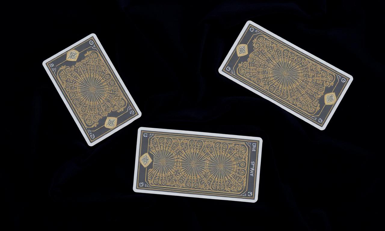 Tarot cards laid in a simple cross on a dark cloth