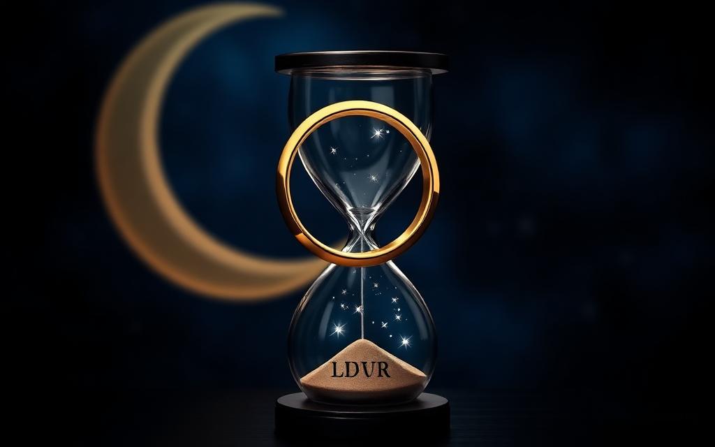 A pair of gold wedding bands resting on a starlit chart